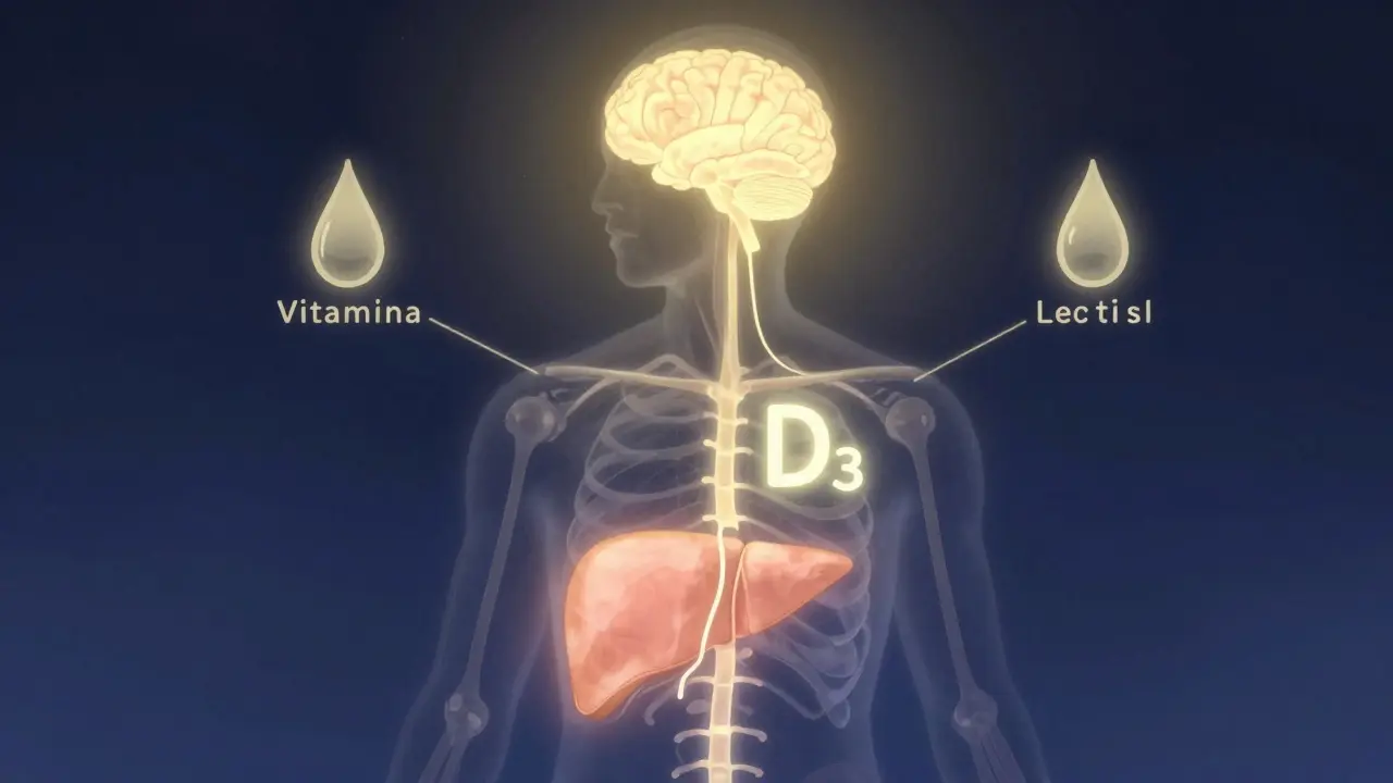 Umělecké znázornění těla v noci s osvětlenými hormonálními cestami pro regeneraci.
