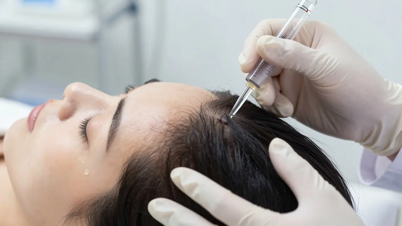 PRP injekce do skalpu během léčby vlasů