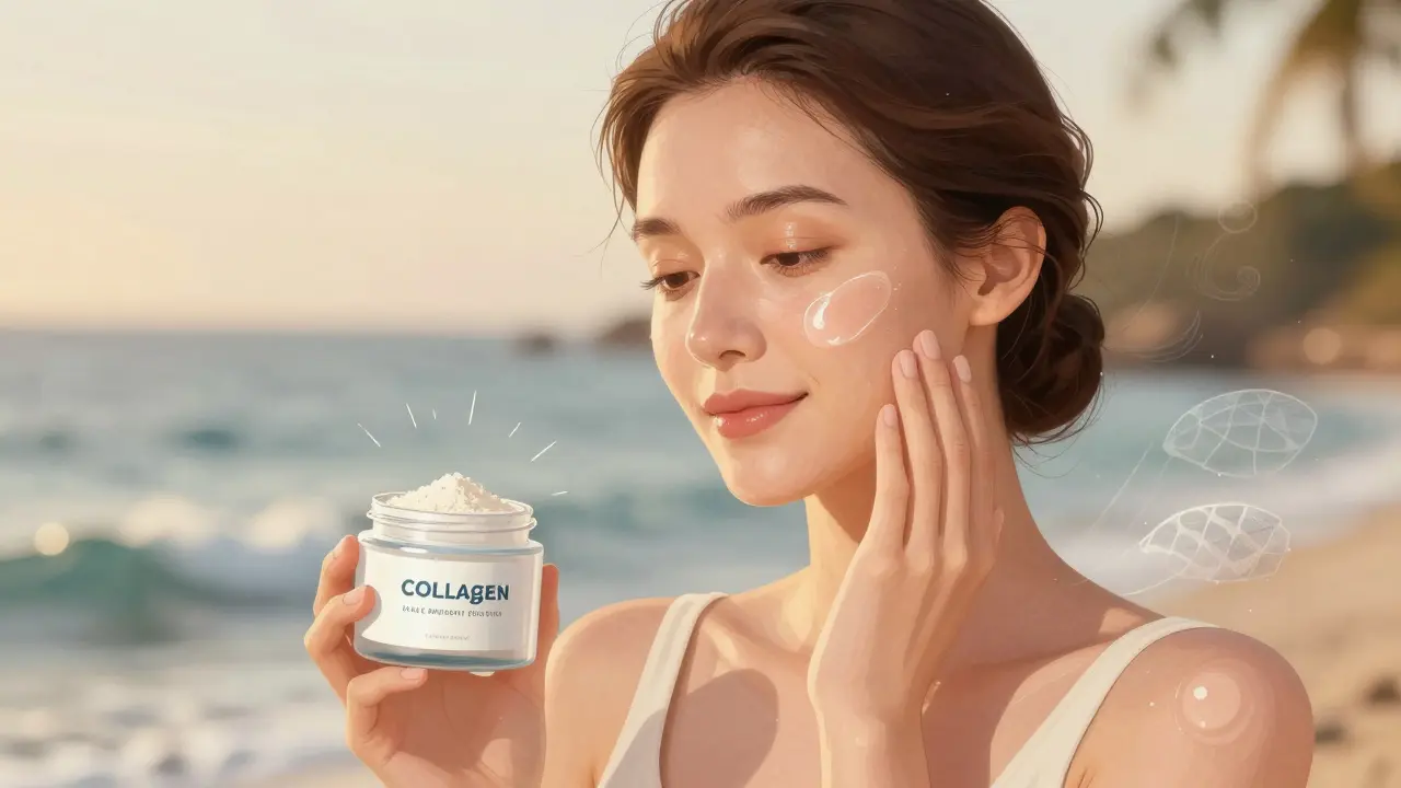 Žena se dotýká tváře, zatímco se její kůže, vlasy a klouby vizualizují jako zlepšující se prvky.