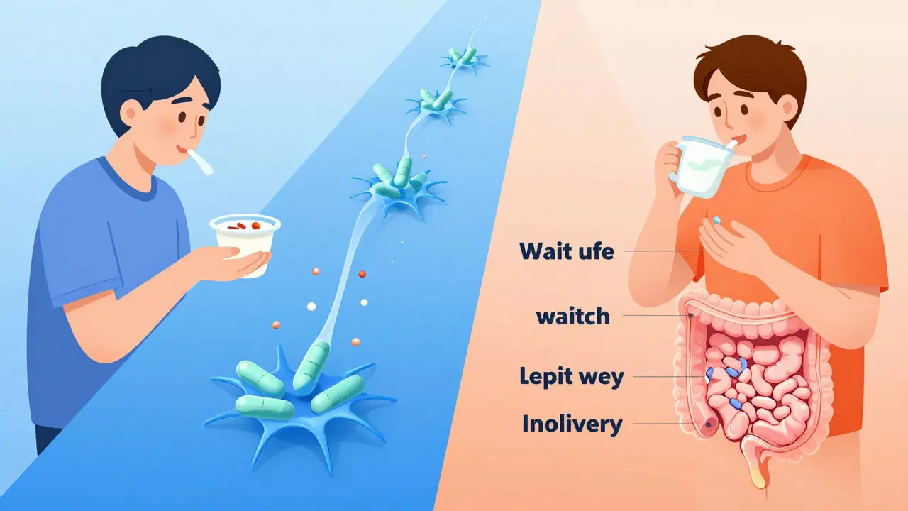 Dva scénáře: společné užívání probiotik a antibiotik versus časově oddělené užívání.
