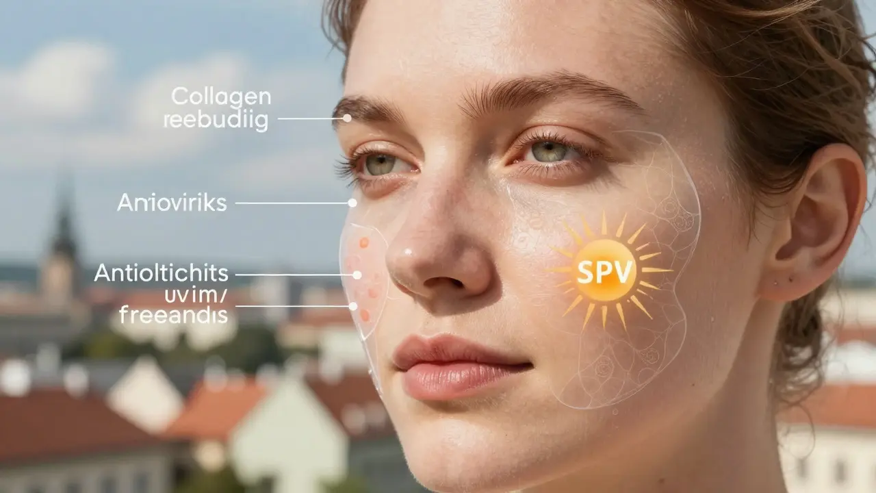 Lidský obličej v přirozeném světle s neviditelnými procesy obnovy kůže.