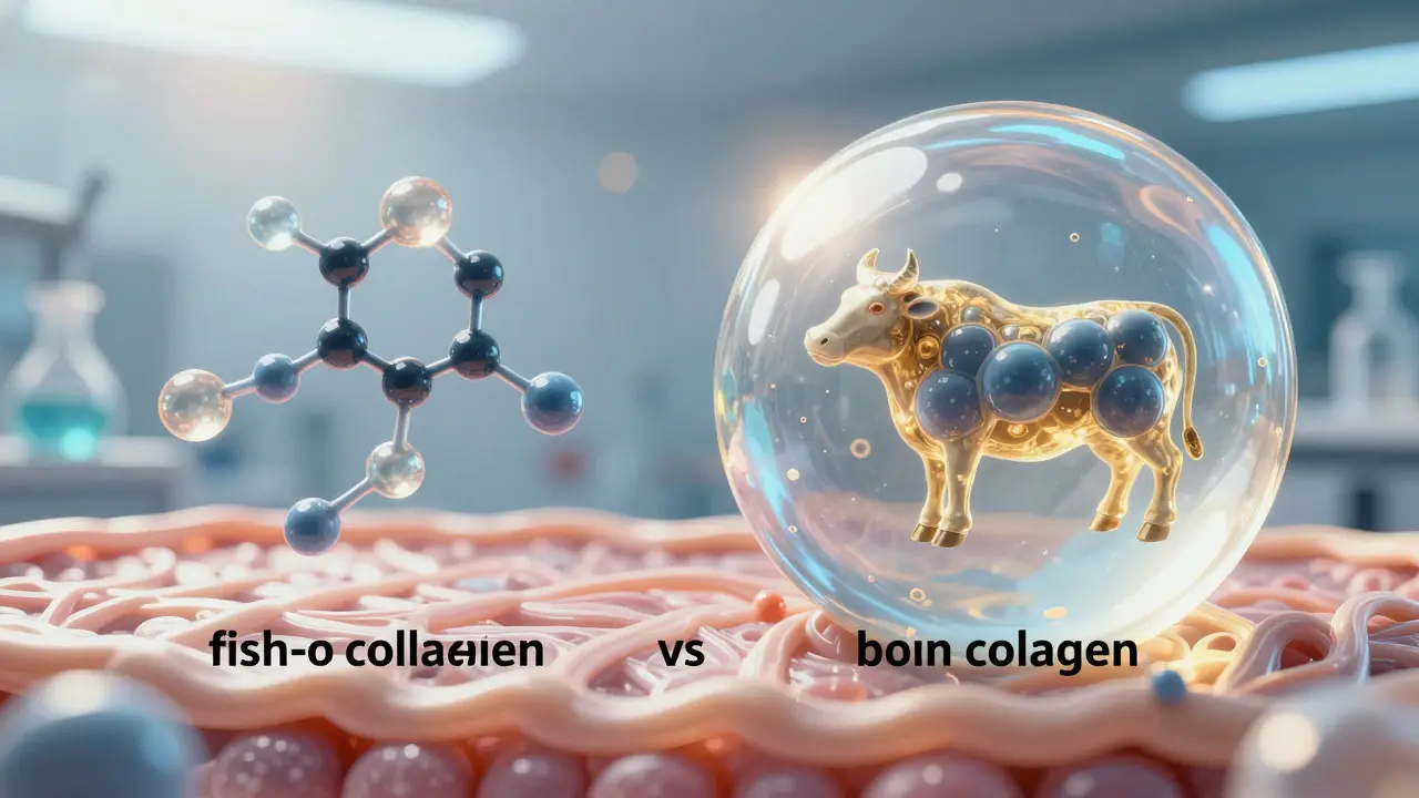 Molecular comparison of fish-derived and bovine collagen in hyaluronic acid gel.