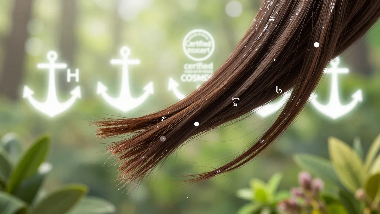 Vlasy se mění z poškozených na zdravé pod vlivem přírodních ingrediencí a certifikací.