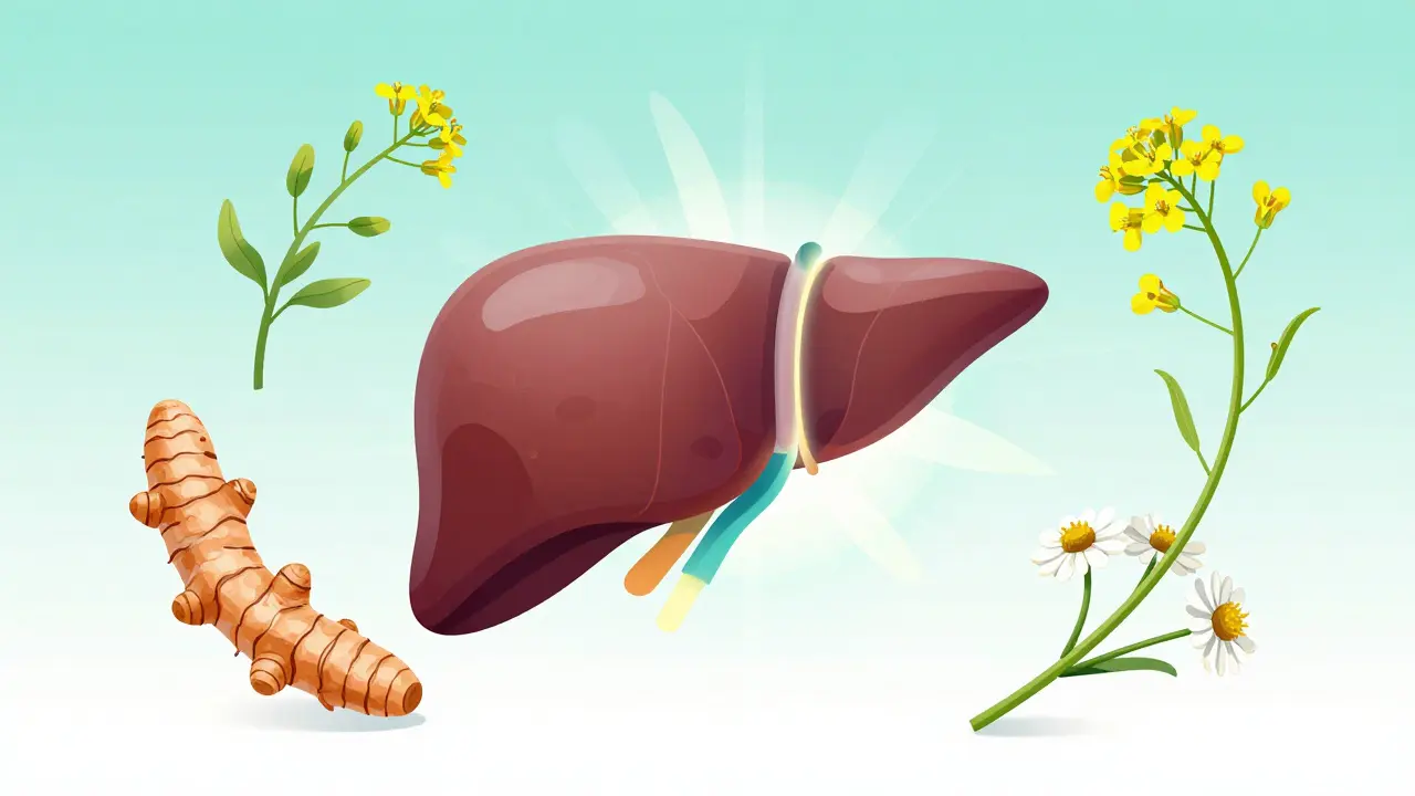 Ilustrace regenerace jater s bylinnými prvky