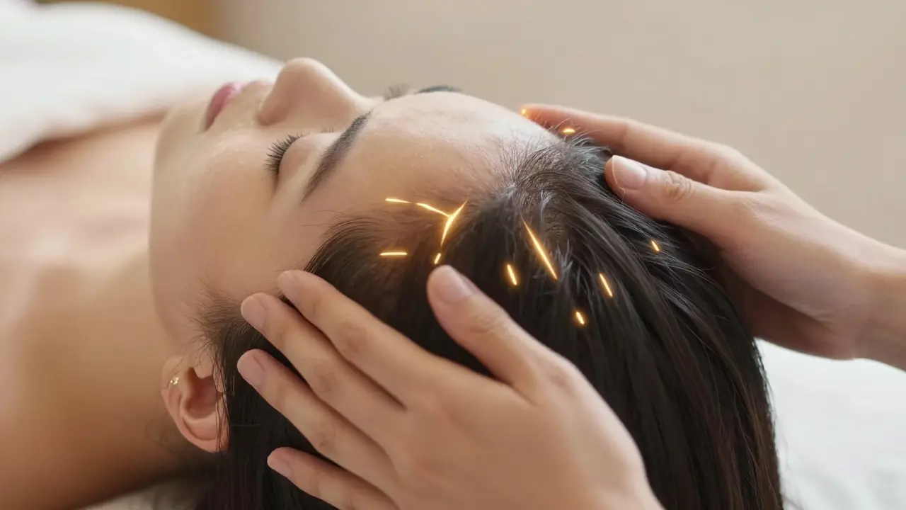 Masáž hlavy pro zlepšení prokrvení a zdraví pokožky