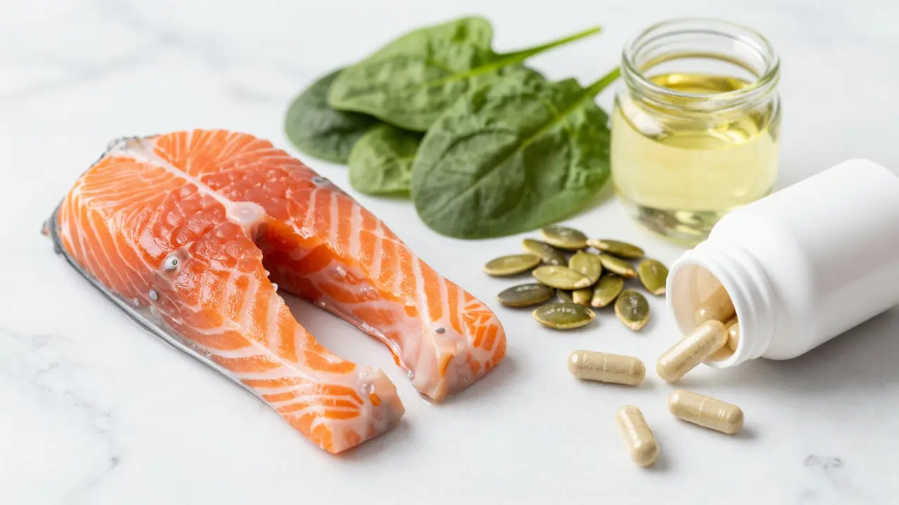 Svéžá jídla a vitamíny pro podporu růstu hustých vlasů
