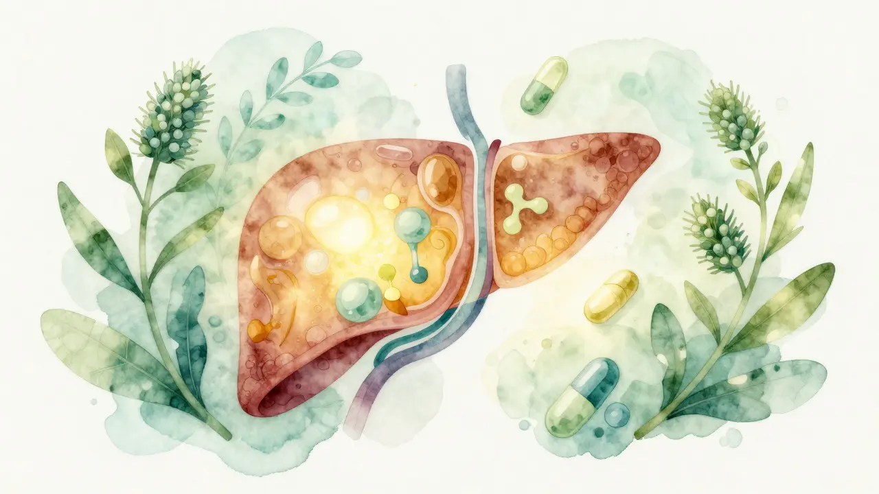 Abstraktní ilustrace regenerace jater a detoxikace