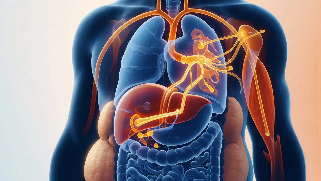 Konceptuální vizualizace metabolismu a mikronutrientů v lidském těle
