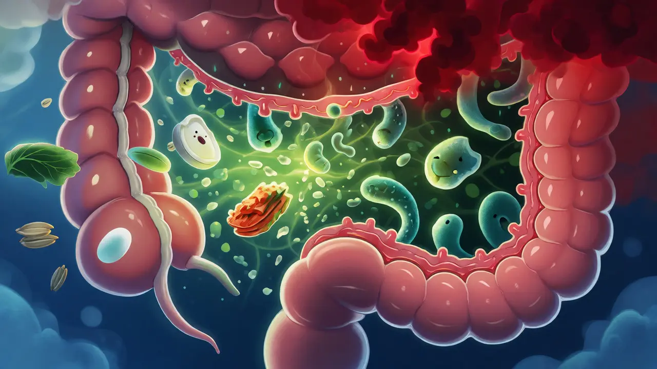Ilustrace obnovy střevní mikroflóry pomocí probiotik