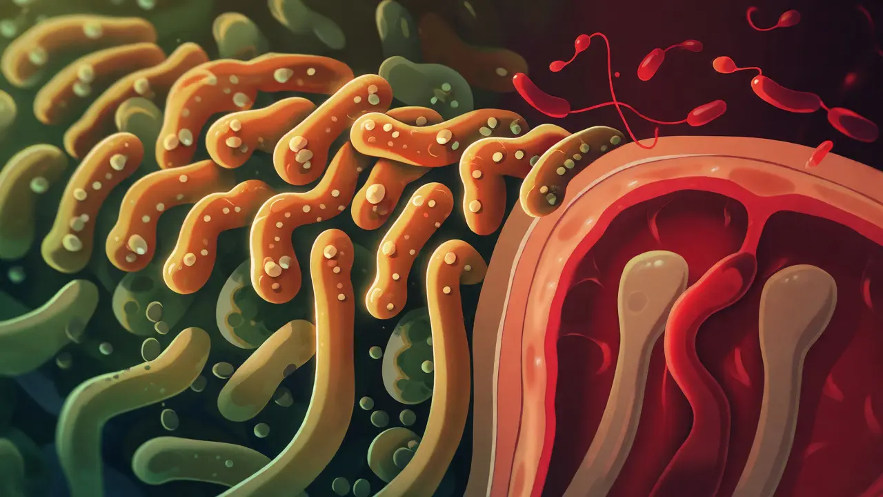 Ilustrace střevního mikrobiomu chránícího před toxiny