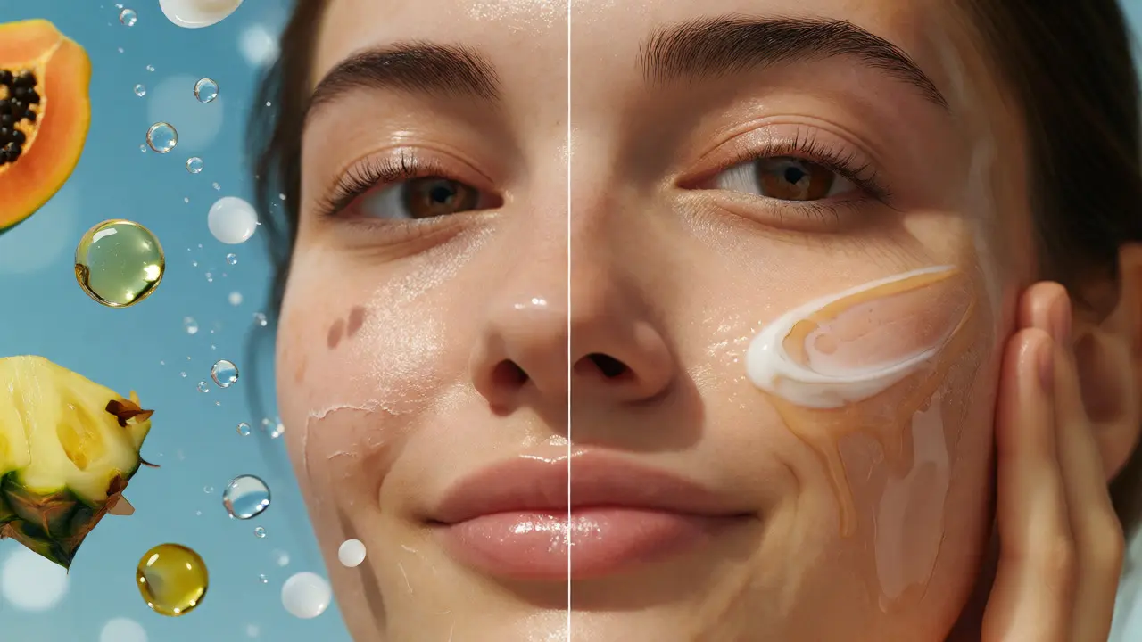 Koncept hydratace kůže po peelingu s přechodem z suché do hladké pleti