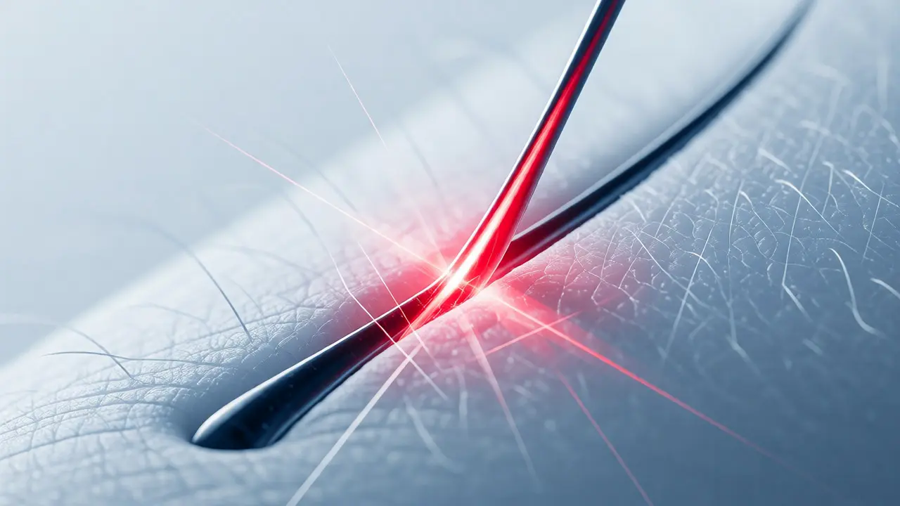 Konceptuální ilustrace laserové epilace cílící na folikul